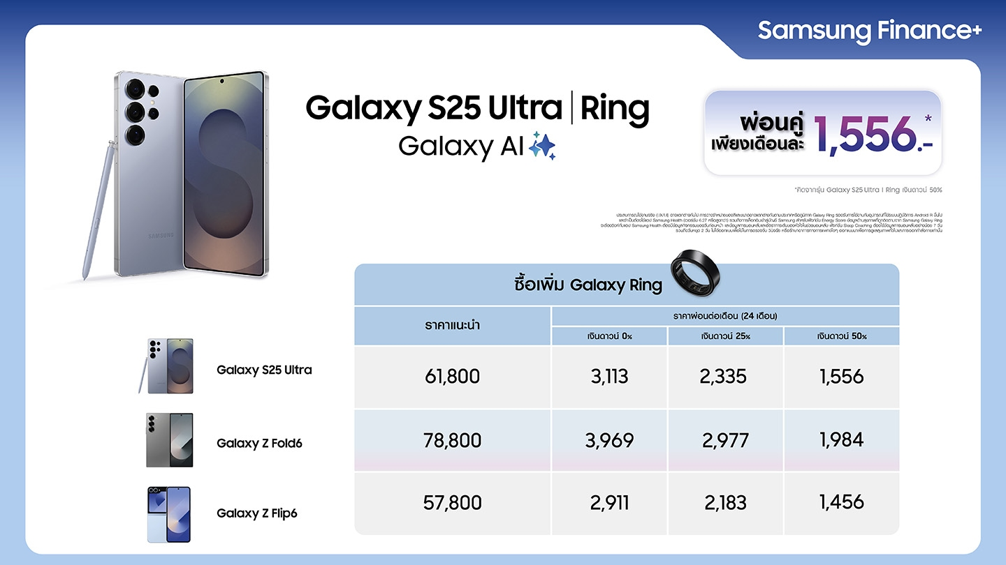 ตารางผ่อนมือถือ Samsung ศรีสะเกษ ผ่อน โทรศัพท์ ซัมซุง